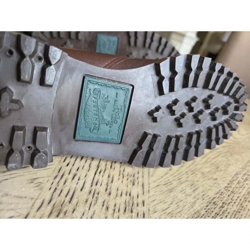 Vintage Polo Ralph Lauren Boots Sportsman Made In USA Size 8D 101358 New Brown - Picture 10 of 14